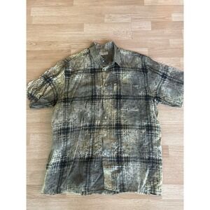 Vivaldi Button Up Shirt Mens Size XL Stripes Floral Weave Linen Made in Italy